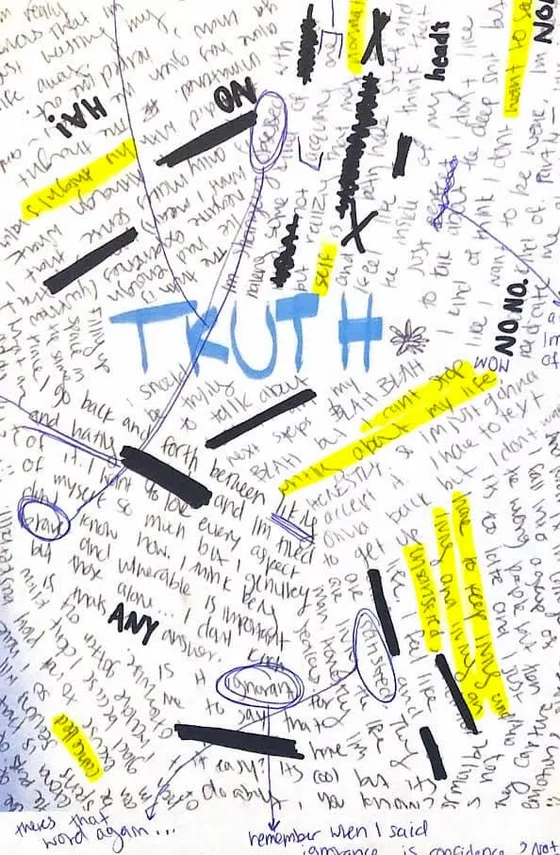 Student portfolio artwork exploring truth